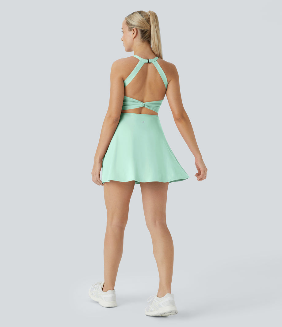 SoftlyZero™ Airy Backless Twisted Cool Touch Dance Active Dress-Easy Peezy Edition - Honeydew