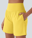 SoftlyZero™ Airy Super High Waisted 2-in-1 Cool Touch Yoga Shorts 7" with Pockets - Goldfinch