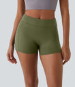 SoftlyZero™ Airy High Waisted Pocket Plain Cool Touch Yoga Shorts 3.5"-UPF50+ - Loden Green
