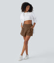 DayStretch High Waisted Work Baggy Shorts 4'' with Pockets - Bison