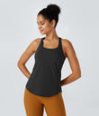 Halara UltraSculpt™ Round Neck Curved Hem Workout Tank Top - Black