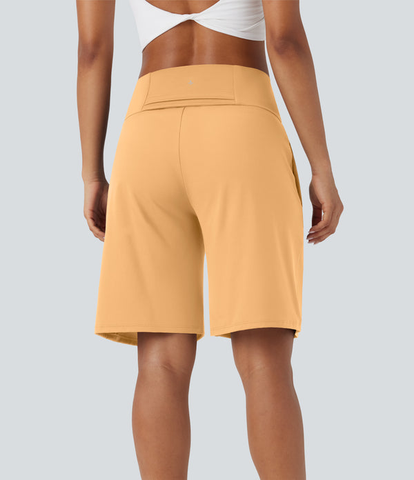SoftlyZero™ Airy High Waisted Pockets Cool Touch Yoga Bermuda Shorts - Sunburst