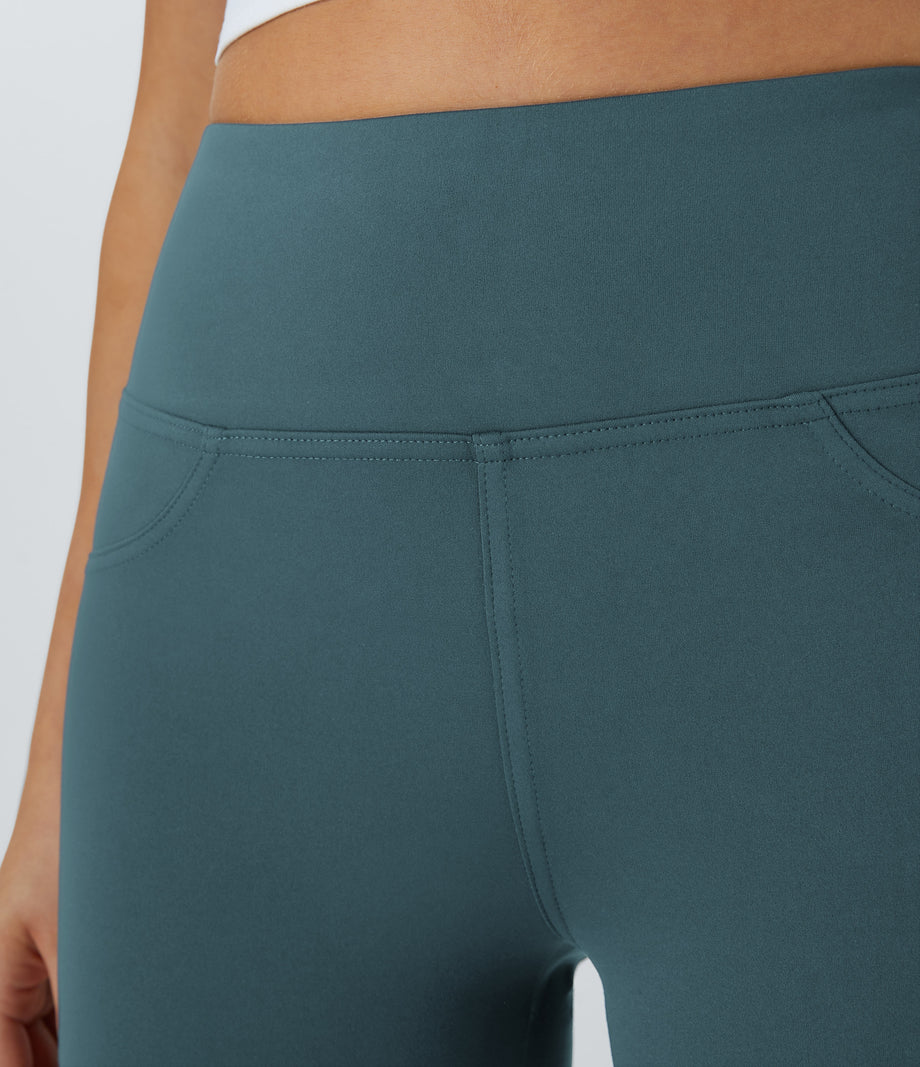 DayStretch High Waisted Pocket Flare Yoga Leggings - Misty Cyan Blue