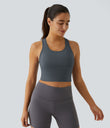 SoftlyZero™ Plush U Neck Racerback Cut Out Cropped Yoga Tank Top - Turbulence