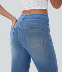 Halara Flex™ High Waisted Pockets Denim Casual Leggings - Tide Blue Denim