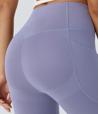 Halara UltraSculpt™ High Waisted Butt Lifting Tummy Control Pocket Shaping Workout Leggings - Falling Gray Purple