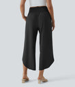 Breezeful™ High Waisted Crossover Quick Dry Resort Pants with Pockets - Black