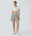 Breezeful™ Super High Waisted Curved Hem 2-in-1 Pocket Quick Dry Yoga Shorts 3.5'' - Greenish Grey