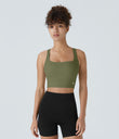 SoftlyZero™ Airy Square Neck Backless Crisscross Cropped Cool Touch Yoga Tank Top-UPF50+ - Loden Green