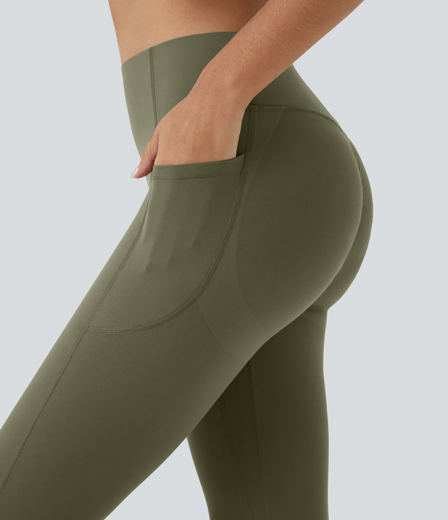 Halara UltraSculpt™ High Waisted Scrunch Butt Lifting Tummy Control Pocket Shaping Capri Training Leggings - Grass Grey Green