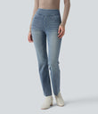 Halara Flex™ High Waisted Pockets Washed Casual Bootcut Jeans - Sunset Blue Denim
