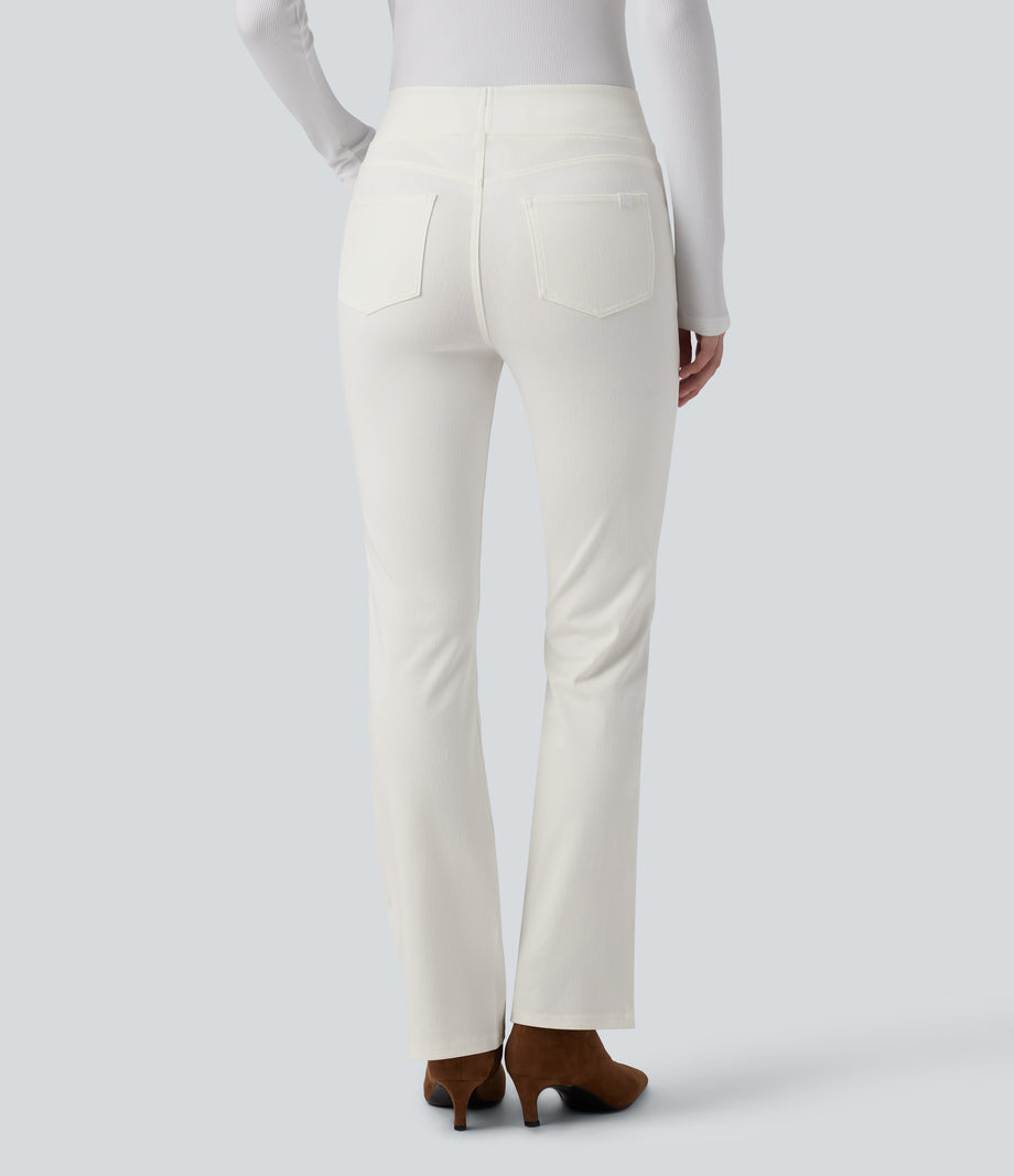 Halara Flex™ High Waisted Pockets Washed Casual Bootcut Jeans - Ivory Denim