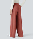 Halara Flex™ High Waisted Body Sculpt Waist-Slimming Pocket Wide Leg Micro Waffle Work Pants - Etruscan Red