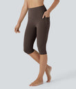 Halara UltraSculpt™ High Waisted Tummy Control Pedal Pusher Yoga Leggings with Pockets - Hot Fudge