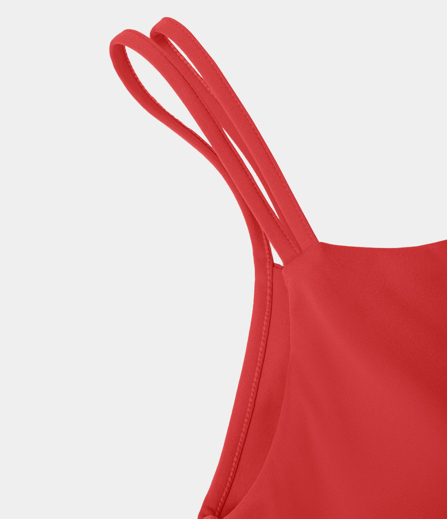 SoftlyZero™ Plush Double Straps 2-Piece Pocket Slip Dance Active Dress A-D Cups - Poinsettia