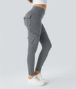 DayStretch High Waisted Cargo Pocket Skinny Yoga Leggings - Brick Gray