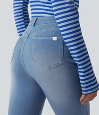 Halara Flex™ High Waisted Casual Skinny Jeans with Pockets - Powder Blue Denim