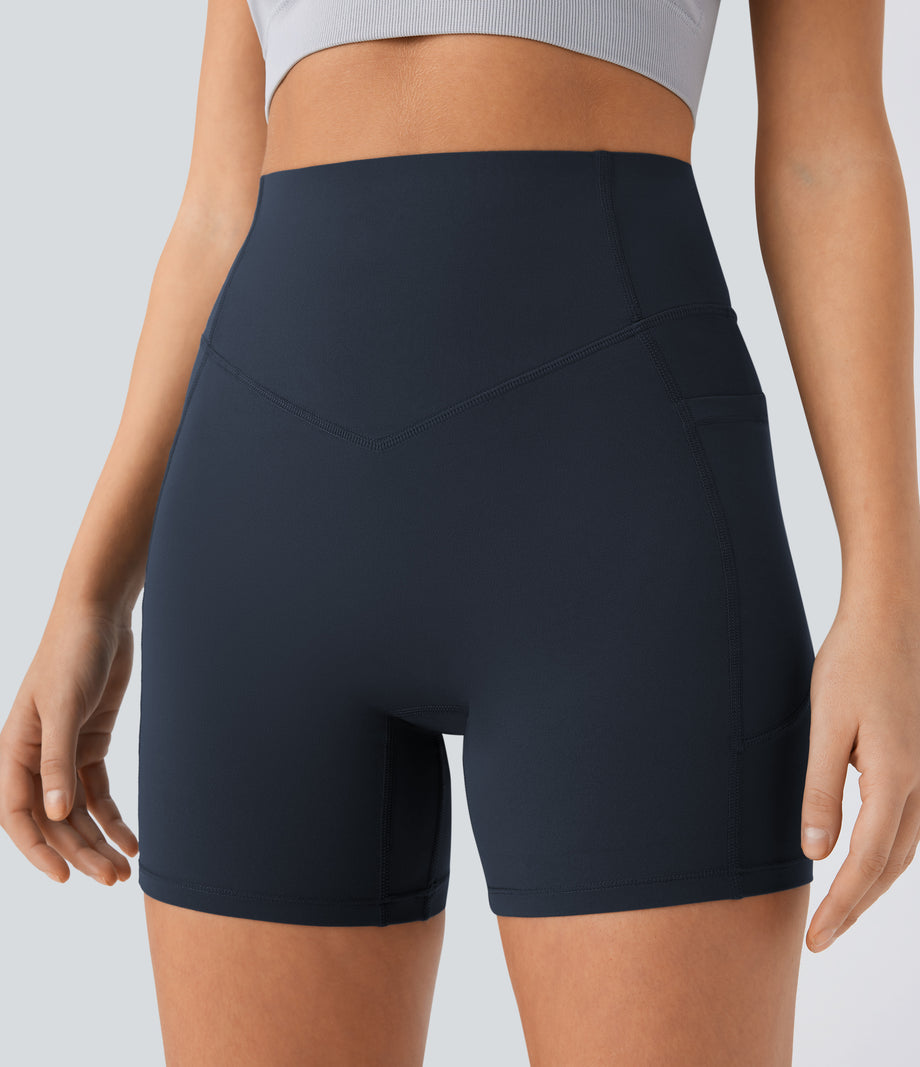 Halara UltraSculpt™ High Waisted Scrunch Butt Lifting Tummy Control Pocket Shaping Workout Biker Shorts 5'' - Carbon
