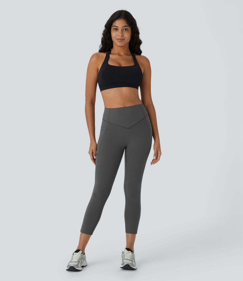 Halara UltraSculpt™ High Waisted Scrunch Butt Lifting Tummy Control Pocket Shaping Capri Training Leggings - Volcanic Ash