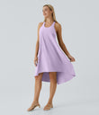 Breezeful™ Backless Racerback Side Pocket High Low Flowy Midi Quick Dry Casual Dress - Leisurely Lavender