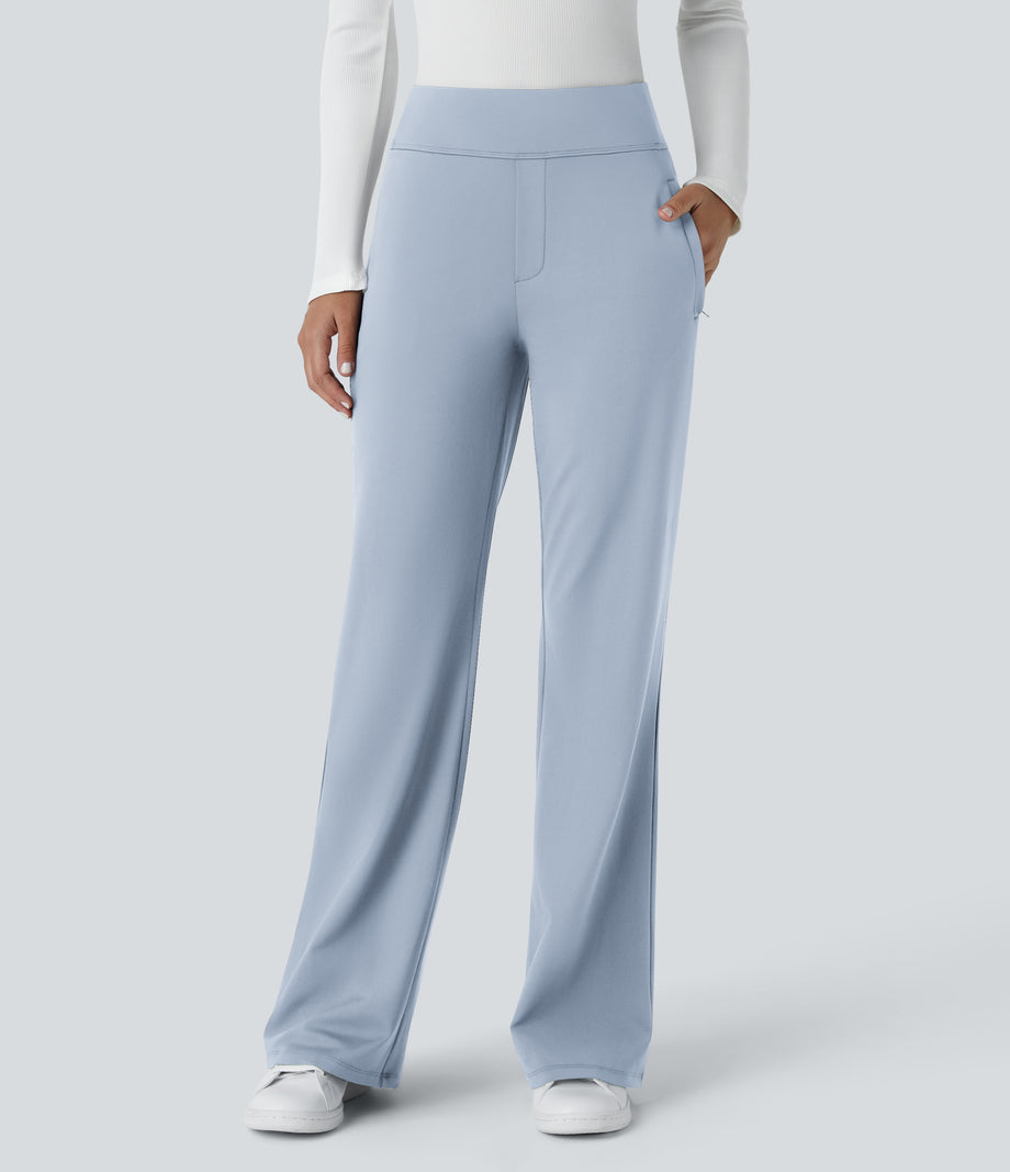 Halara Flex™ DayStretch Mid Rise Side Zipper Pocket Work Flare Pants - Baby Blue