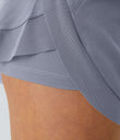 Mid Rise Drawstring Contrast Mesh 2-in-1 Flowy Running Shorts 3'' - Silver Bullet
