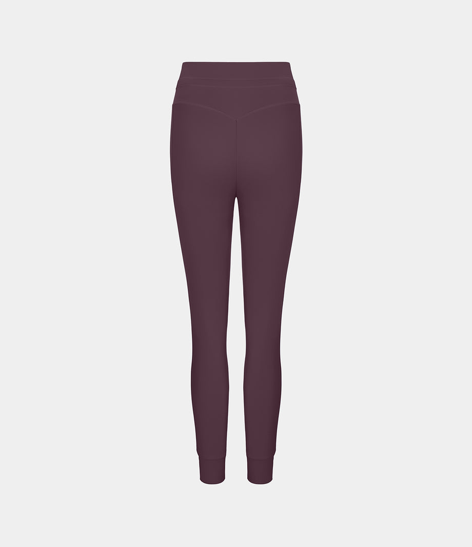 SoftlyZero™ Plush High Waisted Drawstring Pocket Plain Full Length Joggers - Dusky Evening purple