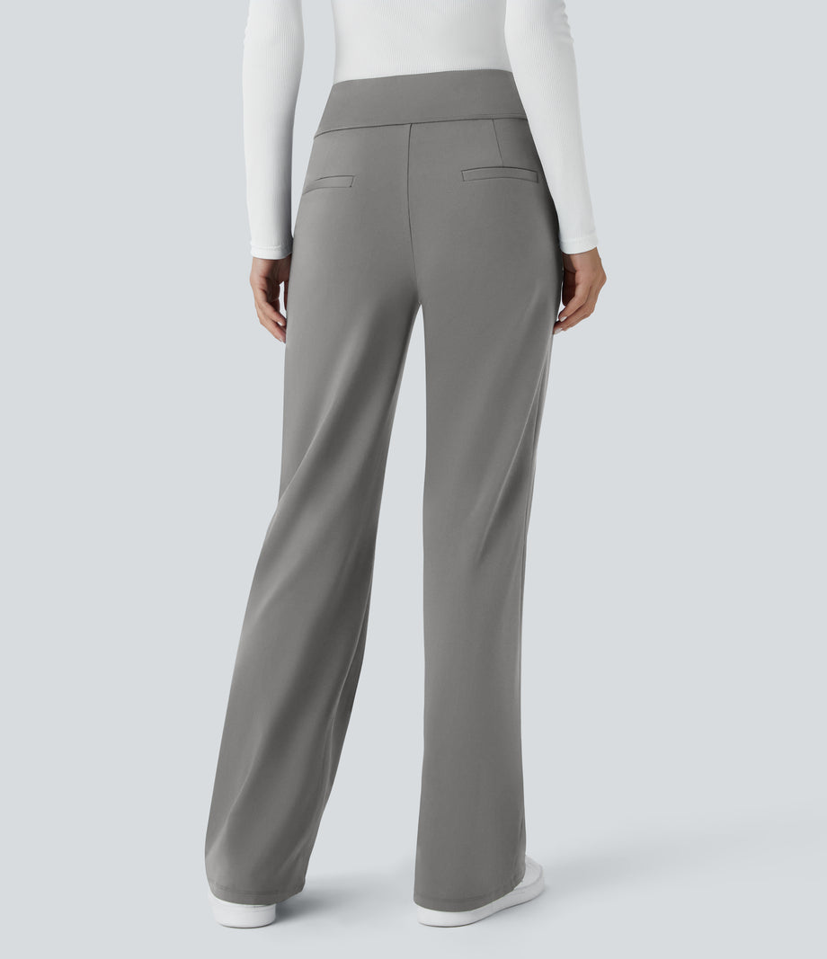 Halara Flex™ DayStretch Mid Rise Side Zipper Pocket Work Flare Pants - Silent Storm