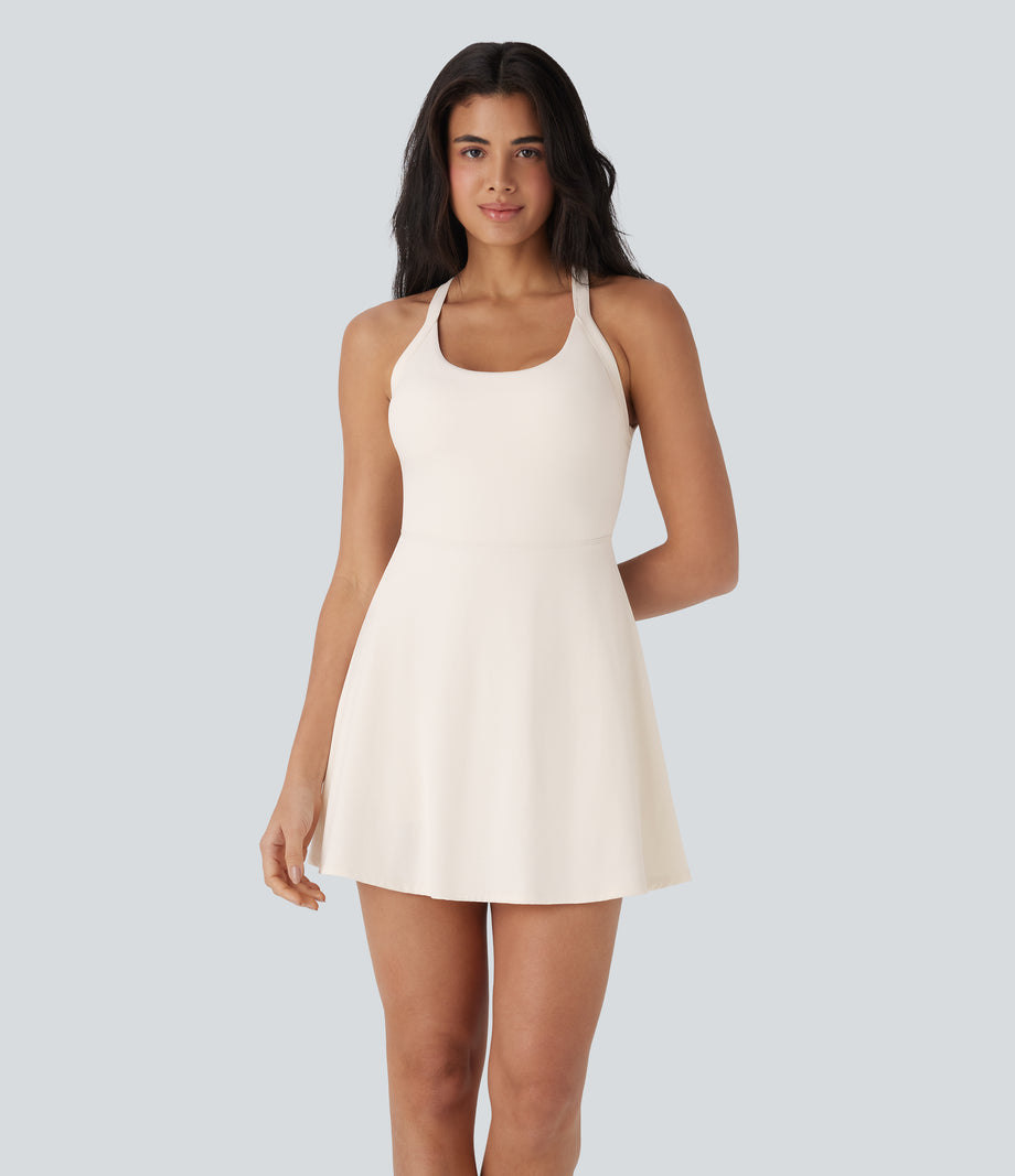 SoftlyZero™ Airy Backless Twisted Cool Touch Dance Active Dress-Easy Peezy Edition - Egret