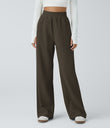 High Waisted Pocket Straight Leg Baggy Mop Corduroy Casual Pants - Hemp Rope Brown