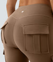 DayStretch High Waisted Cargo Pocket Skinny Yoga Leggings - Burro
