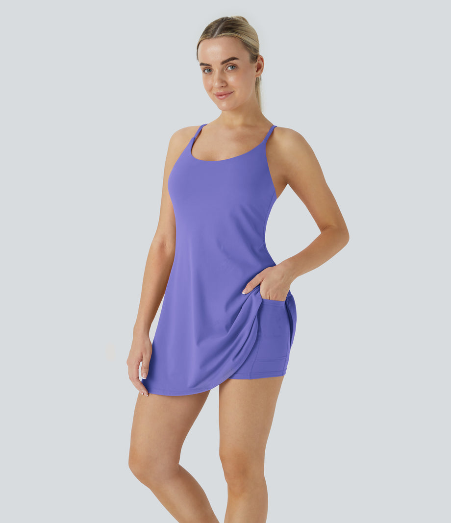 SoftlyZero™ Plush Backless Active Dress - Misty Lavender