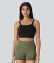 Double Straps Cropped Yoga Tank Top - Black