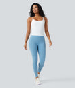 Scoop Neck Crisscross Back Crossover Hem Yoga Cami Top - White
