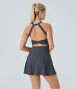 Backless Twisted Active Dress - Fog Grey Blue