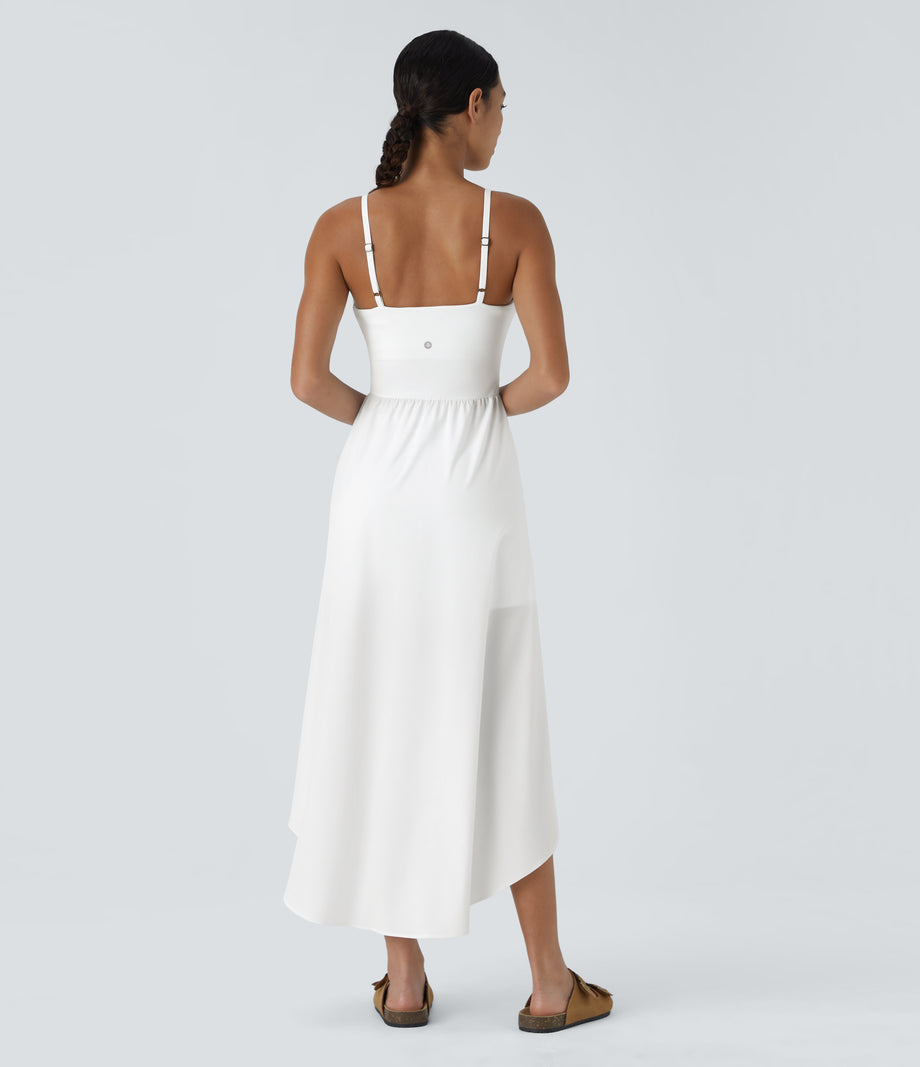 Breezeful™ High Low 2-Piece Pocket Flowy Midi Quick Dry Casual Dress - White
