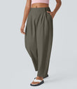 Mid Rise Pocket Barrel Leg Baggy Work Pants - Stone Gray