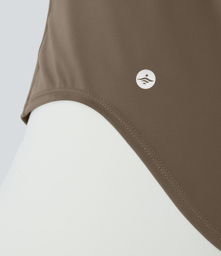 Halara UltraSculpt™ Round Neck Curved Hem Workout Tank Top - Dawn Brown