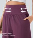 Breezeful™ High Waisted Tummy Control Split Hem Quick Dry Resort Pants with Pockets - Amaranth