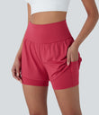 SoftlyZero™ Airy Super High Waisted 2-in-1 Cool Touch Yoga Shorts 5'' with Pockets - Winterberry