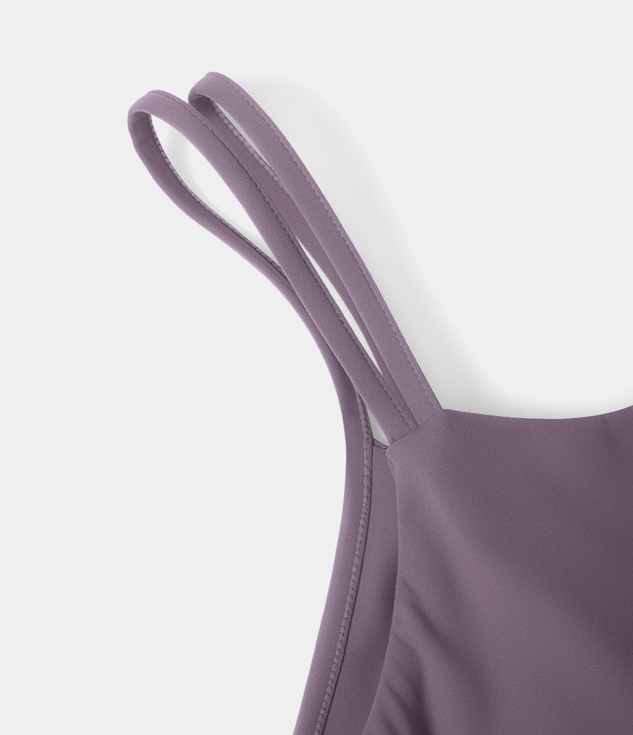 SoftlyZero™ Plush Double Straps 2-Piece Pocket Slip Dance Active Dress A-D Cups - Tulip Purple