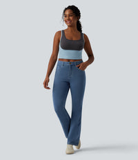 Halara Flex™ Mid Rise Pockets Casual Bootcut Jeans - Denim Dark Blue