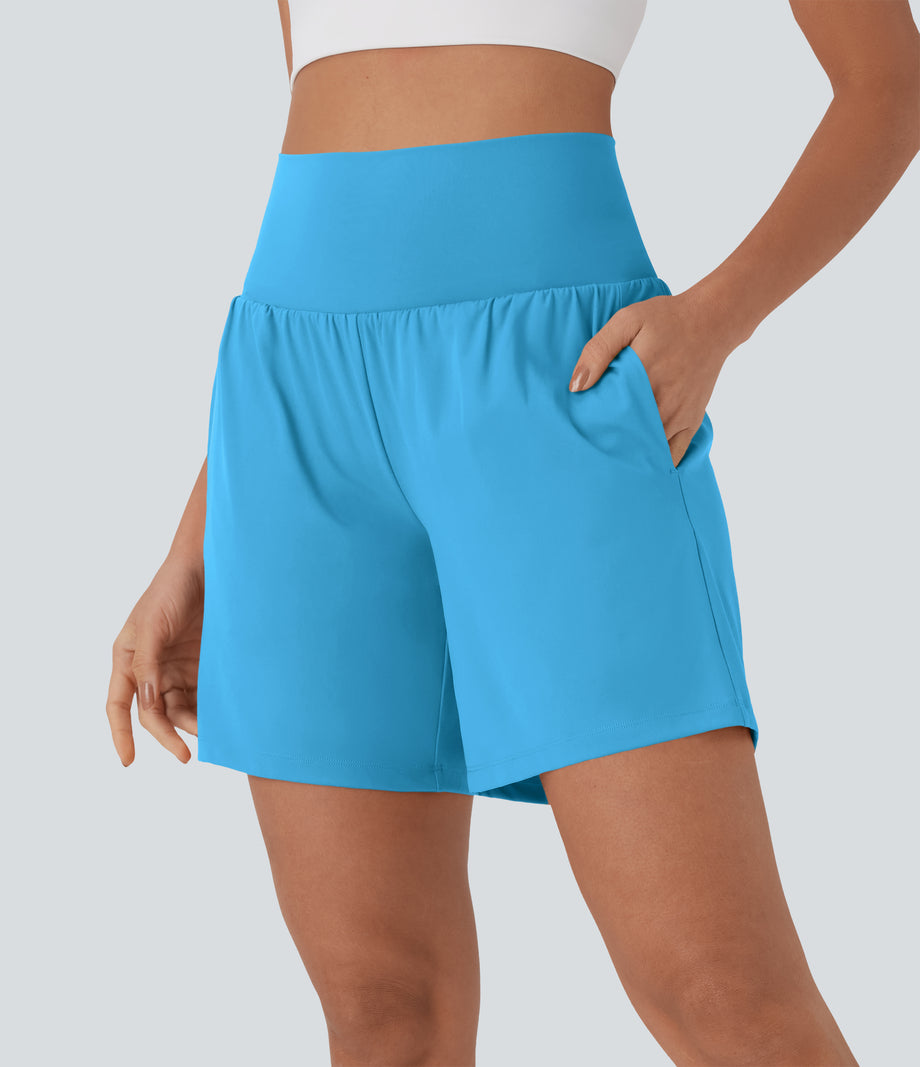SoftlyZero™ Airy Super High Waisted 2-in-1 Cool Touch Yoga Shorts 7" with Pockets - Swim Cap