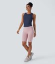 Round Neck Racerback Ruched Yoga Tank Top - Spellbound