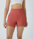 Breezeful™ Super High Waisted Curved Hem 2-in-1 Pocket Quick Dry Yoga Shorts 3.5'' - Rouge Dark Red