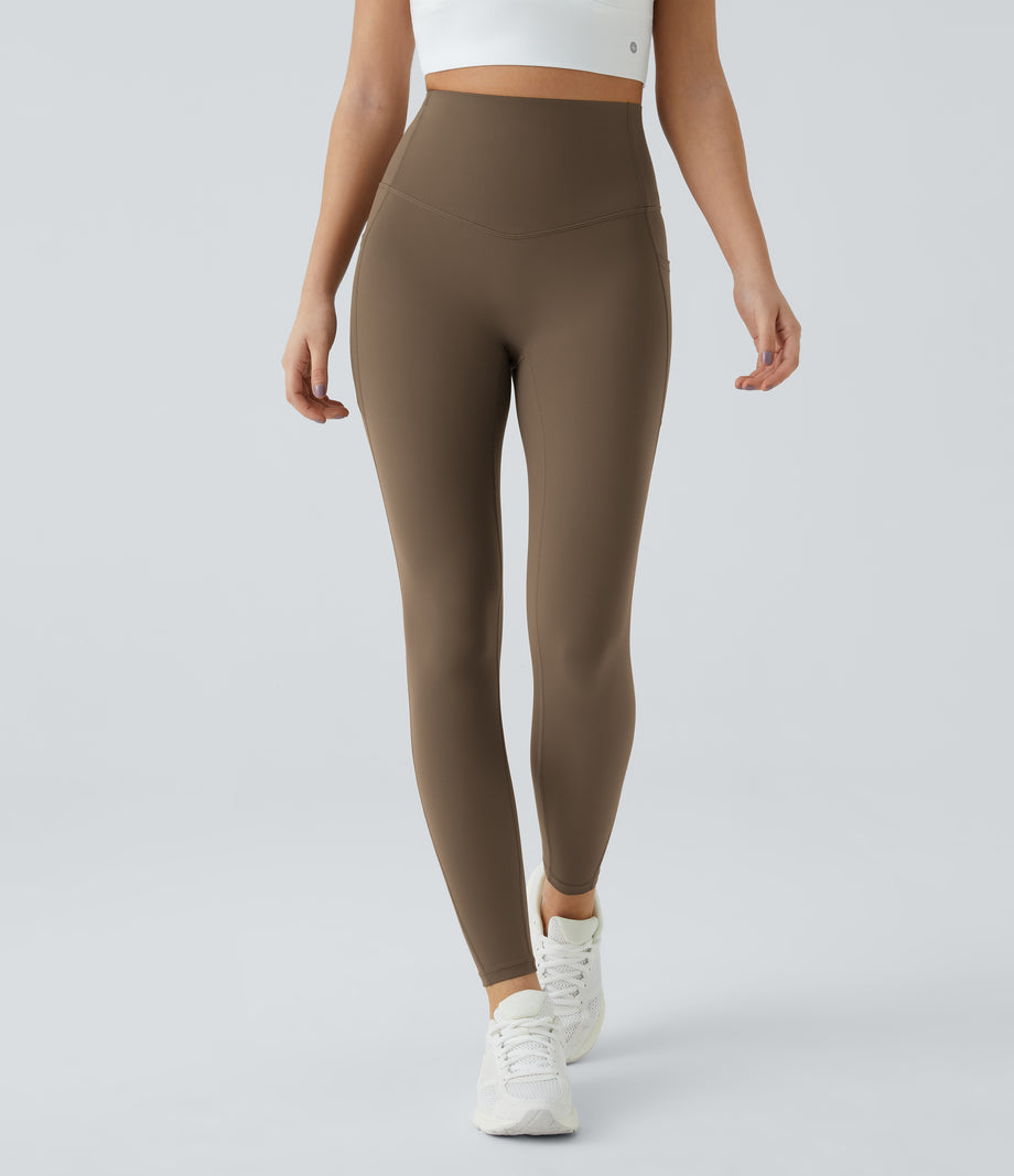 Halara UltraSculpt™ High Waisted Tummy Control Pocket Shaping Training Leggings - Thick Earthy Brown