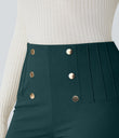 High Waisted Tummy Control Decorative Back Zipper Pockets Herringbone Work Leggings - Dark Sea