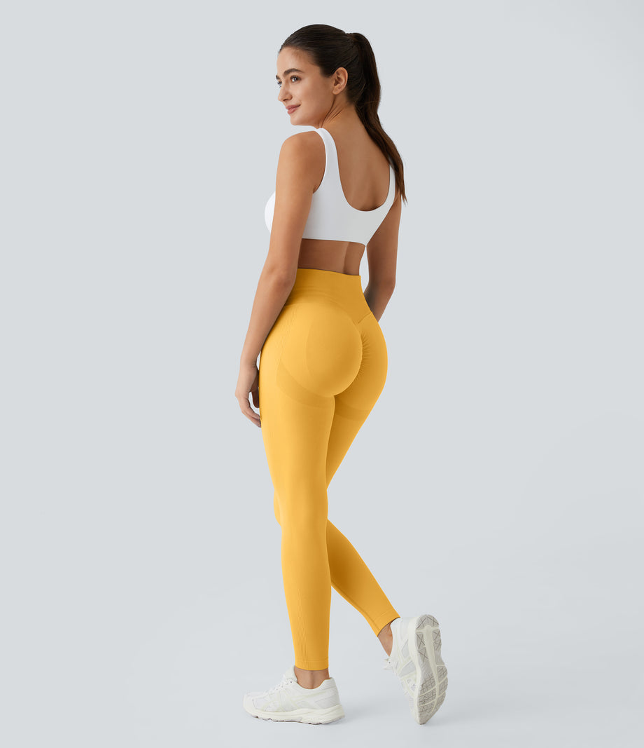 OneForm Seamless Flow High Waisted Booty Scrunch Leggings - Aspen Gold