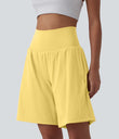 SoftlyZero™ Airy Super High Waisted 2-in-1 Cool Touch Yoga Shorts 9" with Pockets - Goldfinch