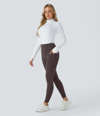 Halara UltraSculpt™ High Waisted Butt Lifting Tummy Control Pocket Shaping Workout Leggings - Hazelnut Black